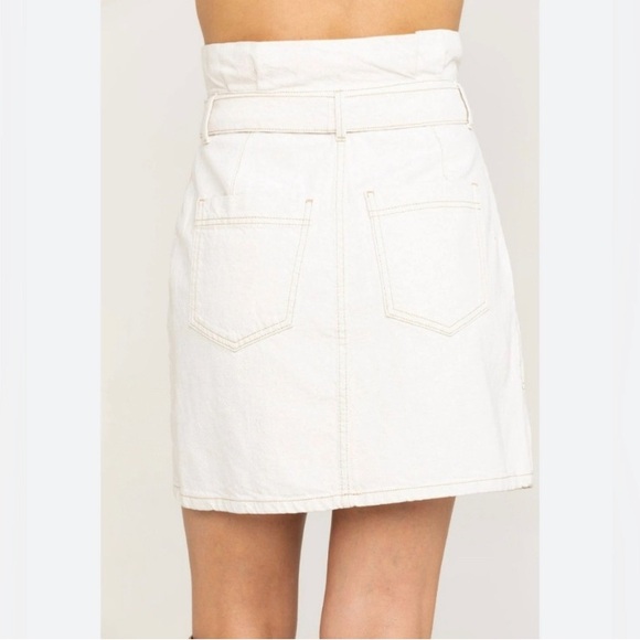 Free People High Waist Paperbag Mini linen blend Skirt size 6 - Picture 2 of 15